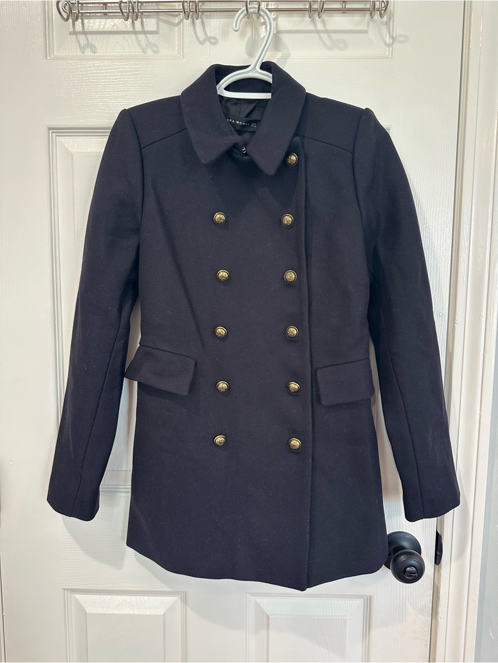 Women Zara Navy Coat Jacket Small
